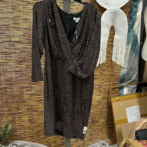 Calvin Klein Womens Ruffled Mini Fit & Flare Dress - Picture 2 of 3